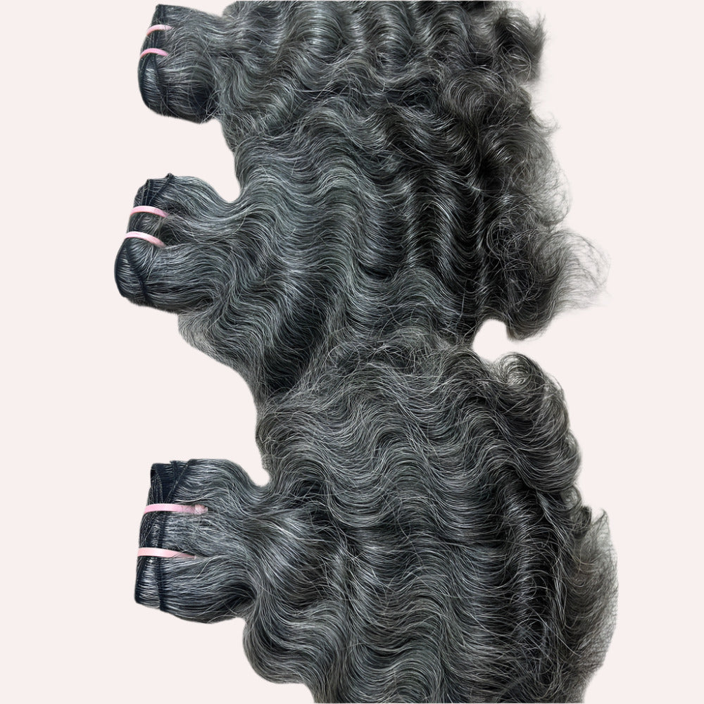 3 Bundle deal Grey Curly Hiar Extensions