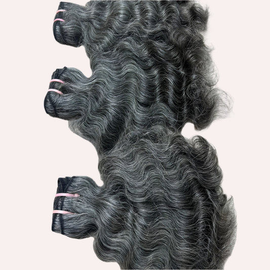 3 Bundle deal Grey Curly Hiar Extensions