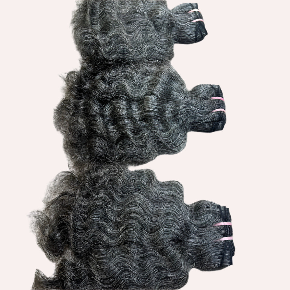 3 Bundle deal Grey Curly Hiar Extensions