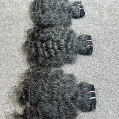 3 Bundle deal Grey Curly Hiar Extensions