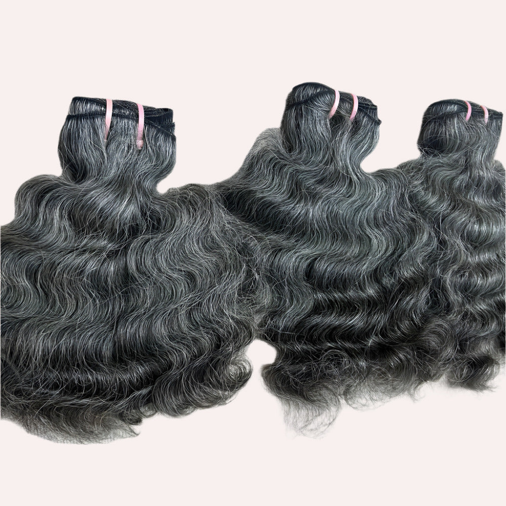 3 Bundle deal Grey Curly Hiar Extensions