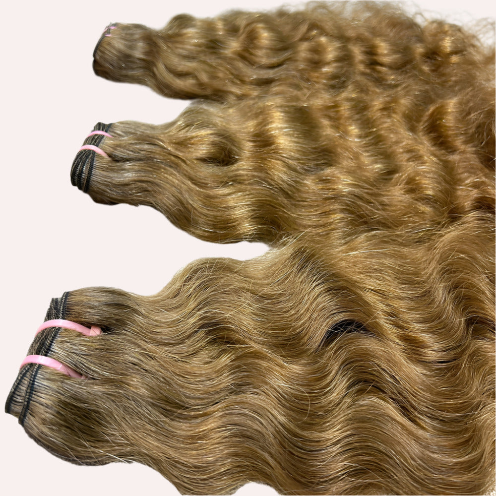 3 Bundle deal Honey Blonde Curly Hair extensions