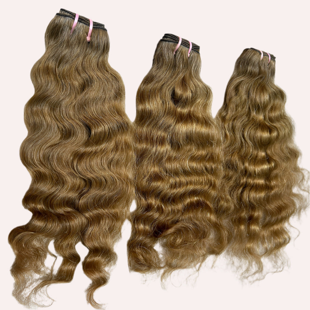 3 Bundle deal Honey Blonde Curly Hair extensions