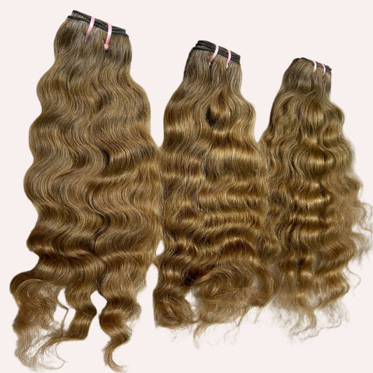 3 Bundle deal Honey Blonde Curly Hair extensions