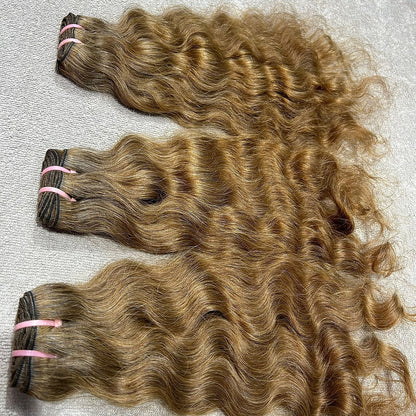 3 Bundle deal Honey Blonde Curly Hair extensions