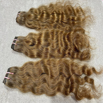 3 Bundle deal Honey Blonde Curly Hair extensions