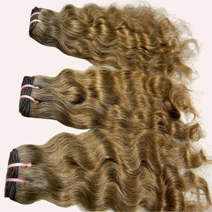 3 Bundle deal Honey Blonde Curly Hair extensions