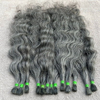 Flat Tip Grey Curly Hair Extensions