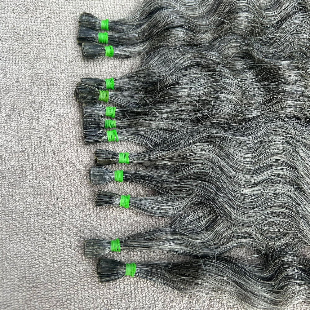 Flat Tip Grey Curly Hair Extensions