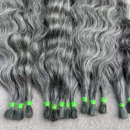 Flat Tip Grey Curly Hair Extensions