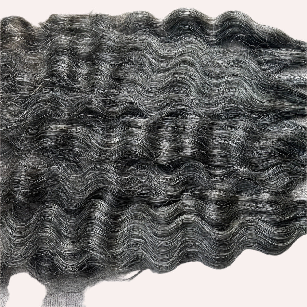 Flat Tip Grey Curly Hair Extensions