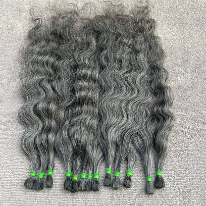 Flat Tip Grey Curly Hair Extensions