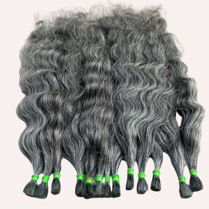 Flat Tip Grey Curly Hair Extensions