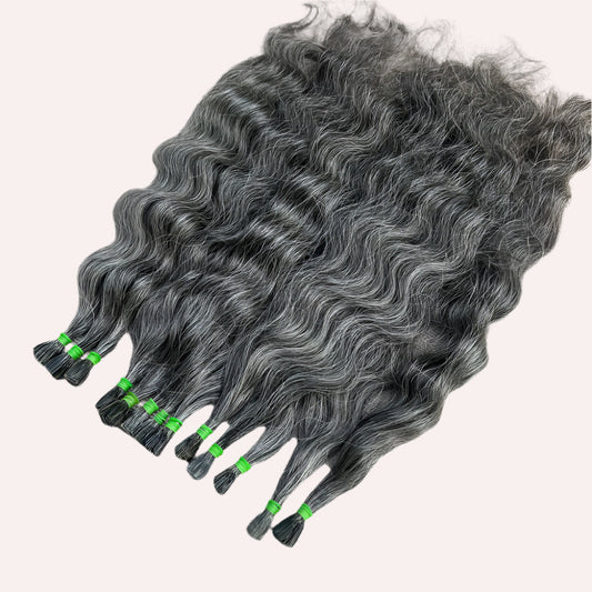 Flat Tip Grey Curly Hair Extensions
