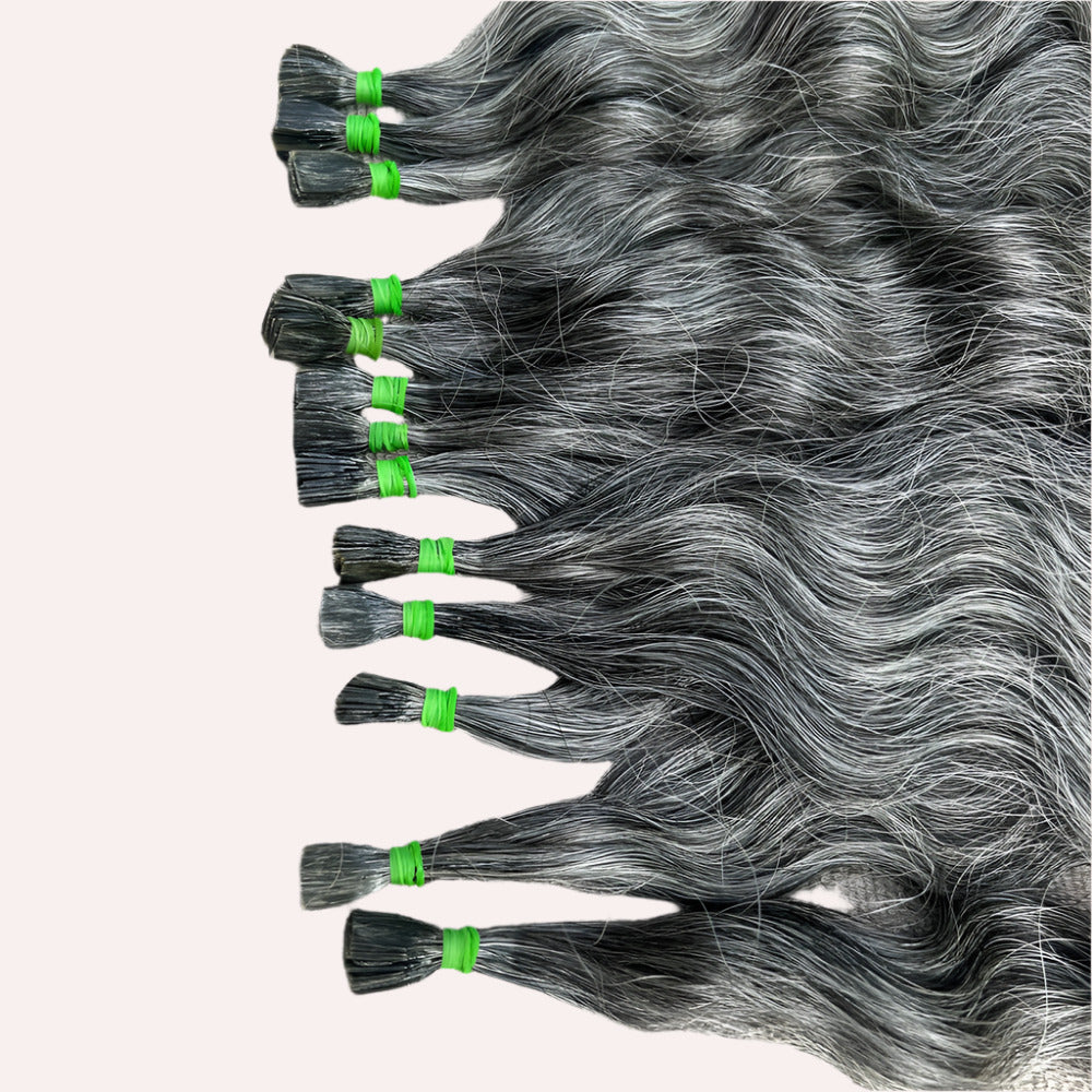Flat Tip Grey Curly Hair Extensions