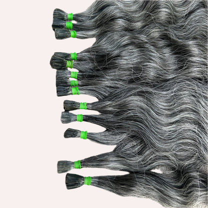 Flat Tip Grey Curly Hair Extensions