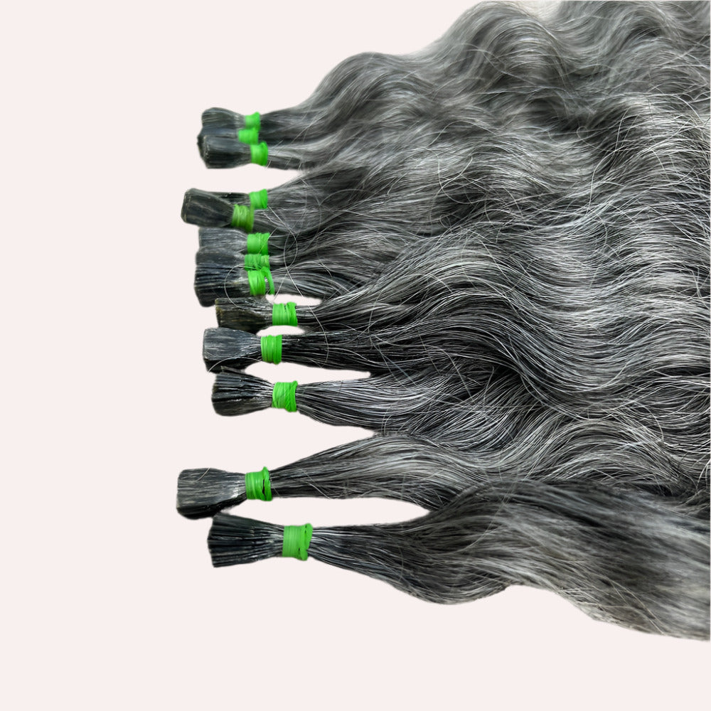Flat Tip Grey Curly Hair Extensions