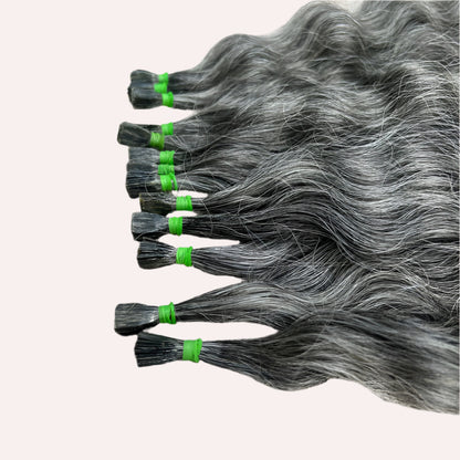Flat Tip Grey Curly Hair Extensions