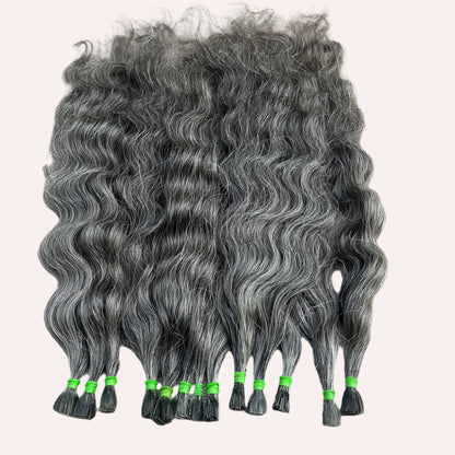 Flat Tip Grey Curly Hair Extensions