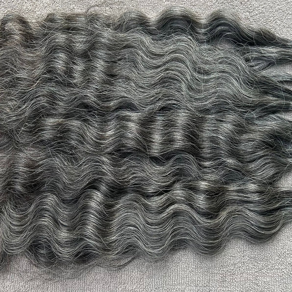 Flat Tip Grey Curly Hair Extensions