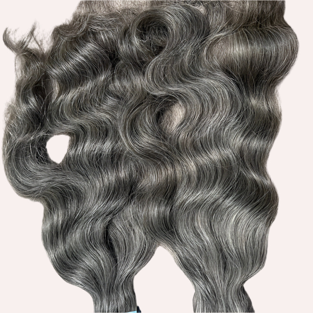 Invisible Tape Grey Wavy Hair Extensions