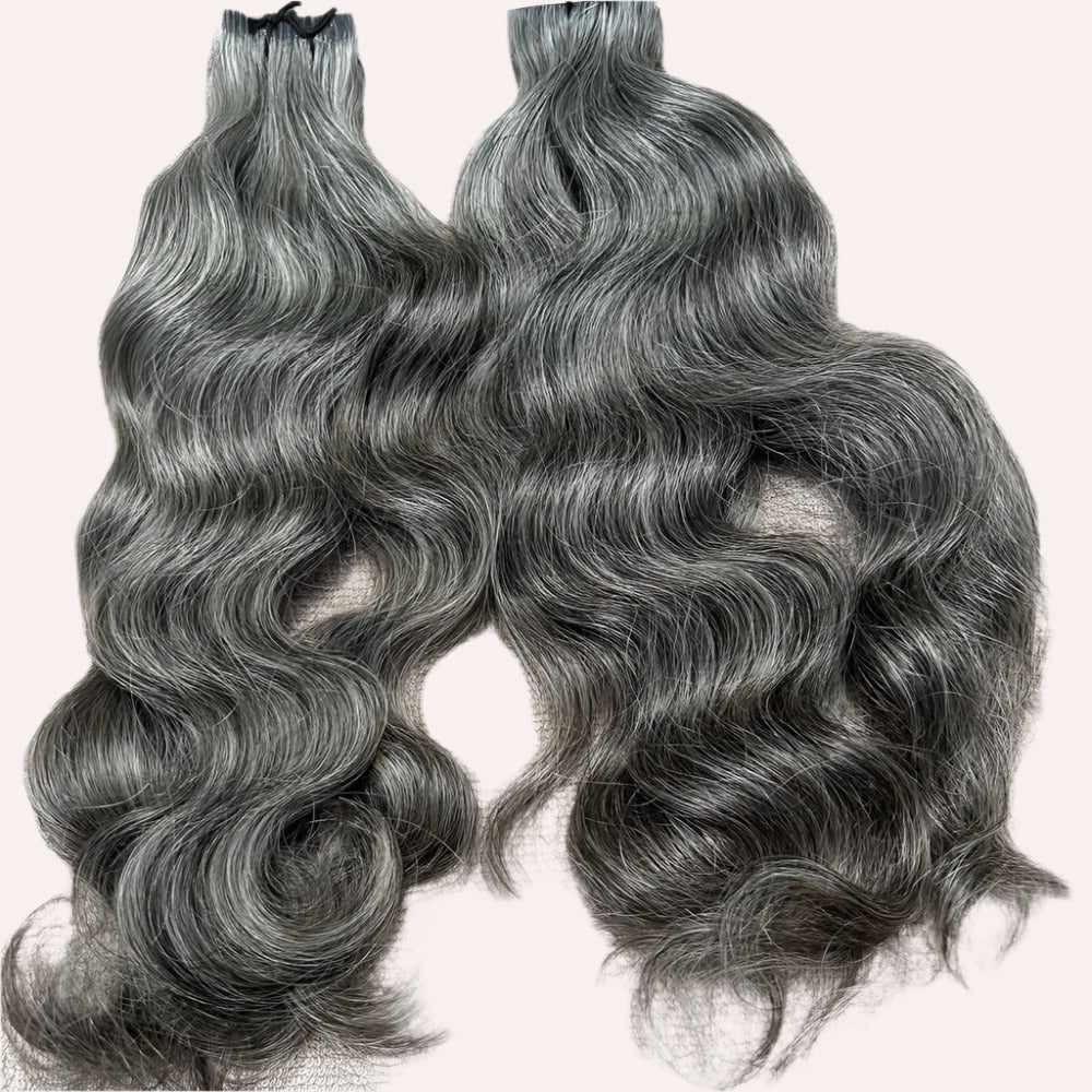Invisible Tape Grey Wavy Hair Extensions