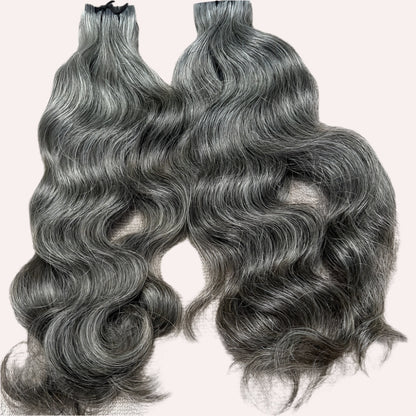 Invisible Tape Grey Wavy Hair Extensions