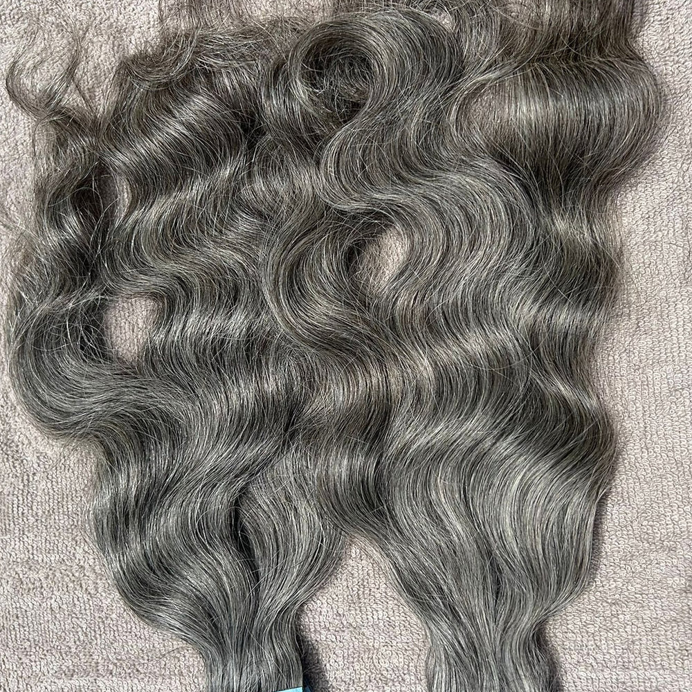 Invisible Tape Grey Wavy Hair Extensions