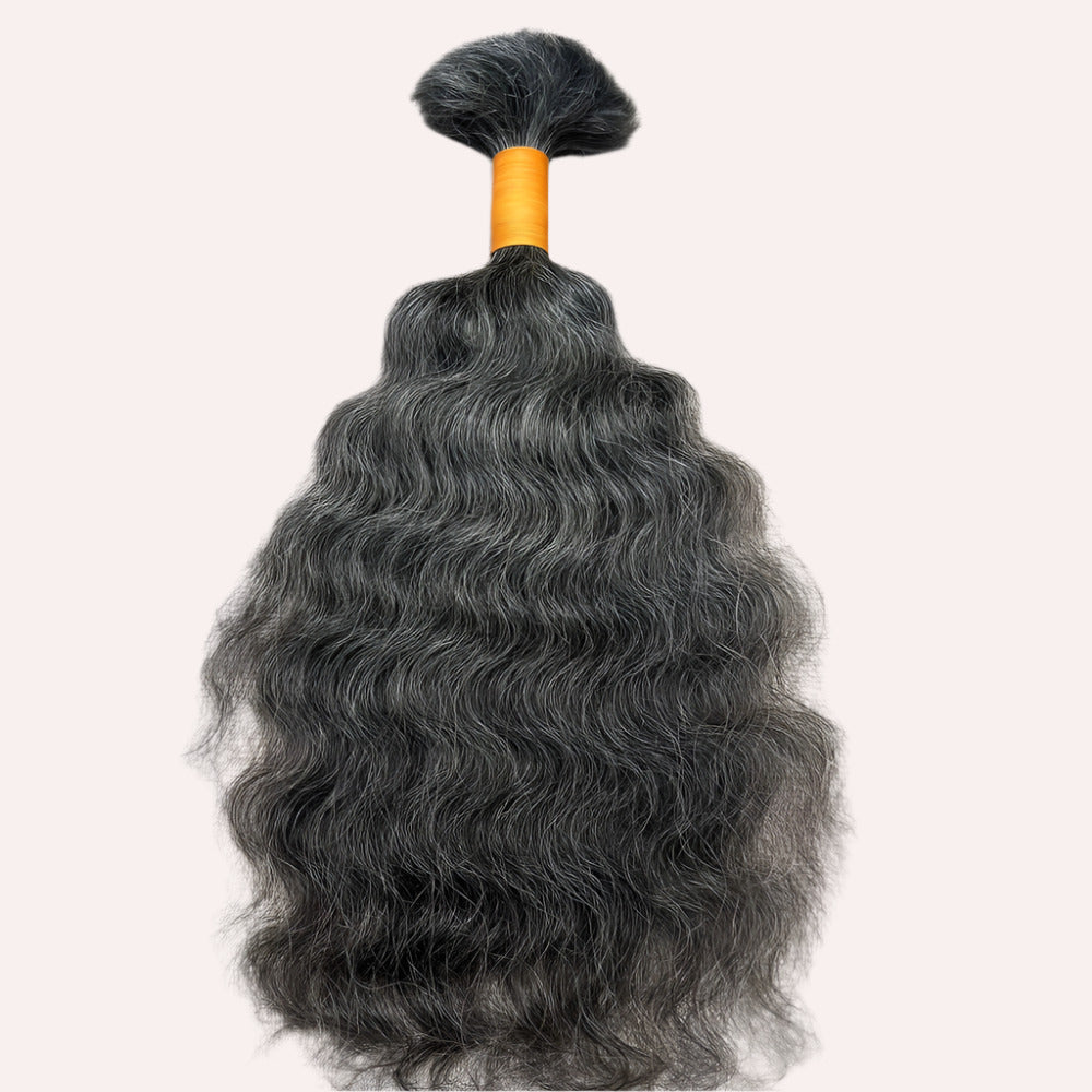 RAW NATURAL GREY BULK CURLY BUNDLES