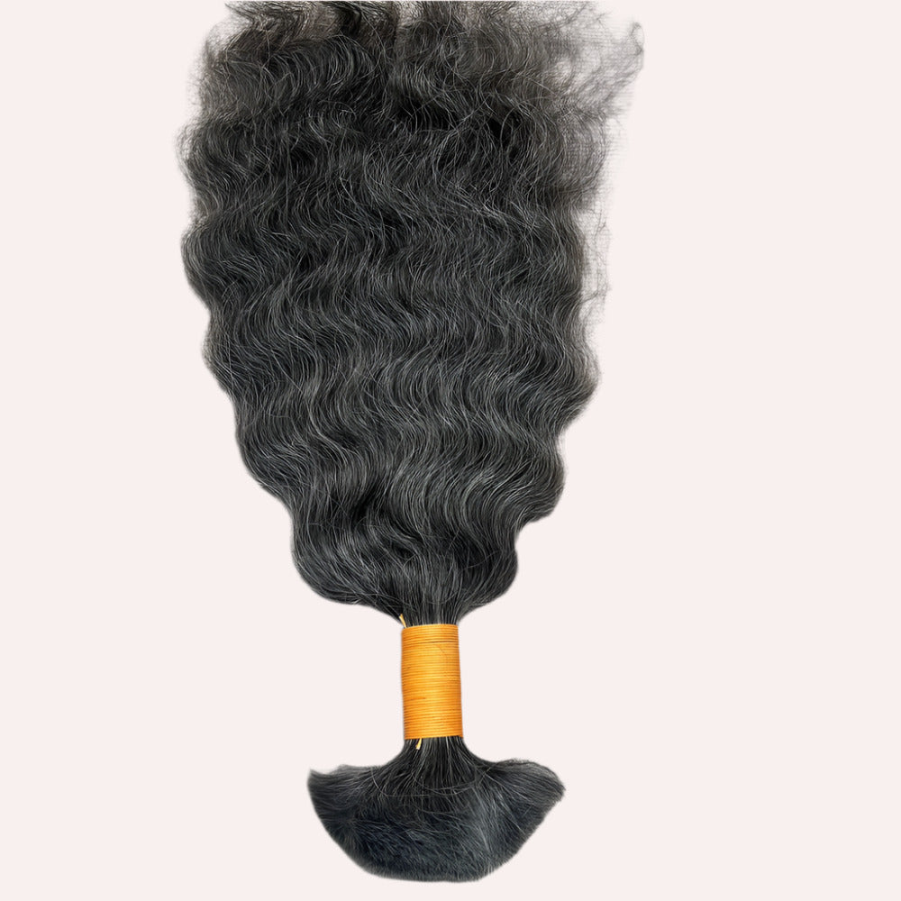 RAW NATURAL GREY BULK CURLY BUNDLES