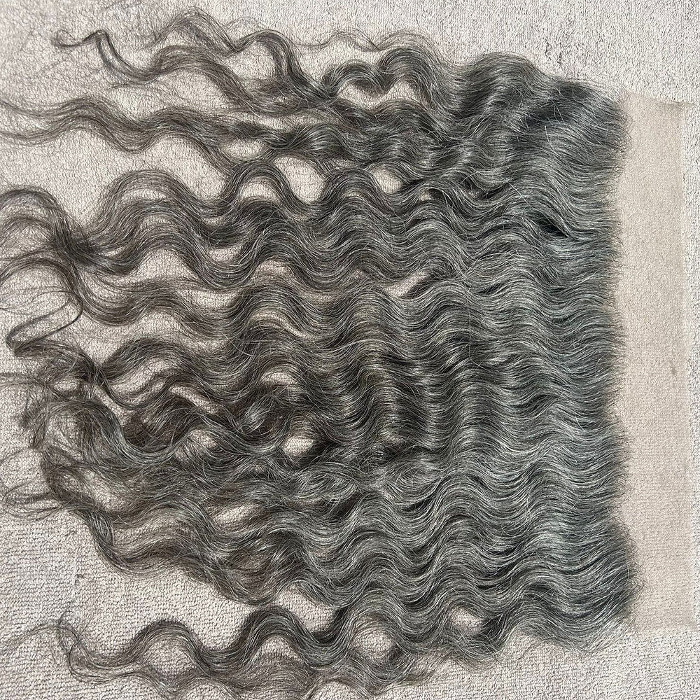 Transparent Lace Frontal 13x4 Grey Curly Hair