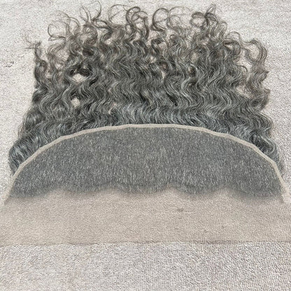 Transparent Lace Frontal 13x4 Grey Curly Hair