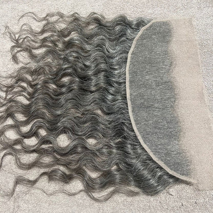 Transparent Lace Frontal 13x4 Grey Curly Hair