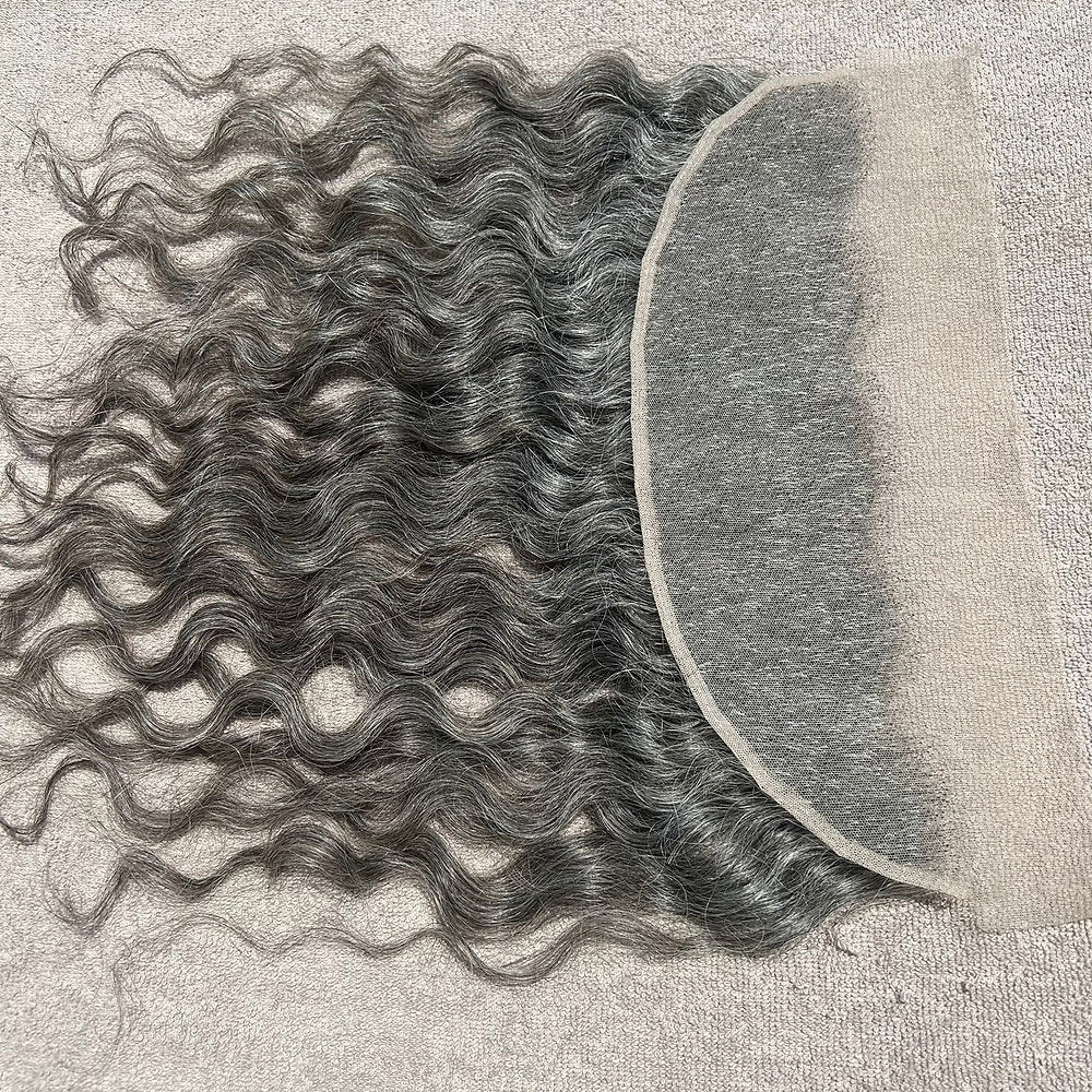 Transparent Lace Frontal 13x4 Grey Curly Hair
