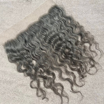 Transparent Lace Frontal 13x4 Grey Curly Hair