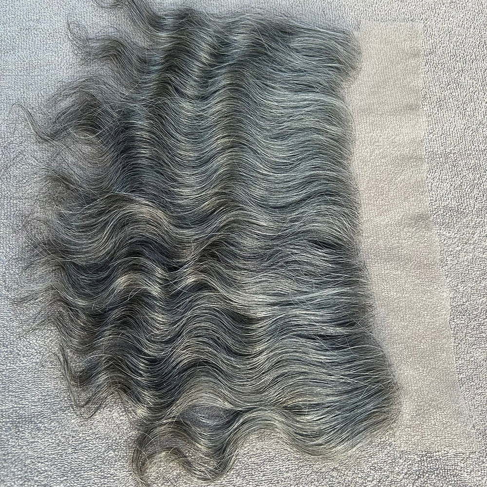 Transparent Lace Frontal 13x4 Grey Wavy Hair