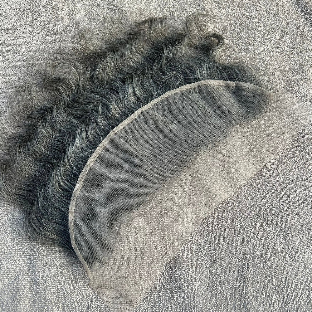 Transparent Lace Frontal 13x4 Grey Wavy Hair