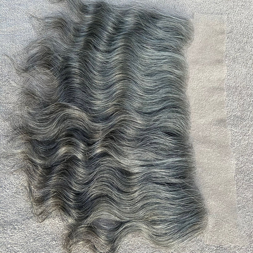 Transparent Lace Frontal 13x4 Grey Wavy Hair