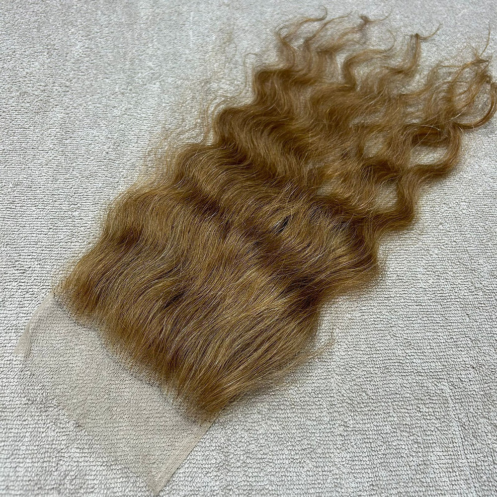 Transparent Lace Honey Blonde Wavy Closure 5x5