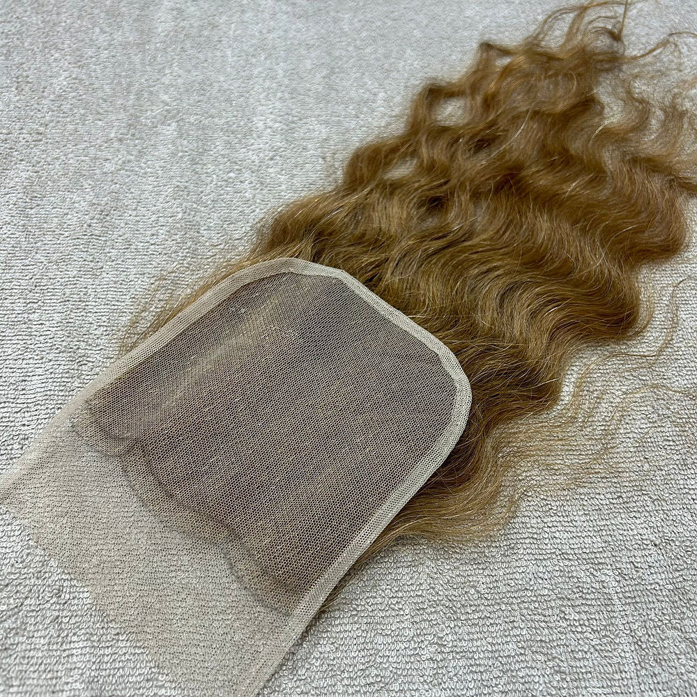 Transparent Lace Honey Blonde Wavy Closure 5x5