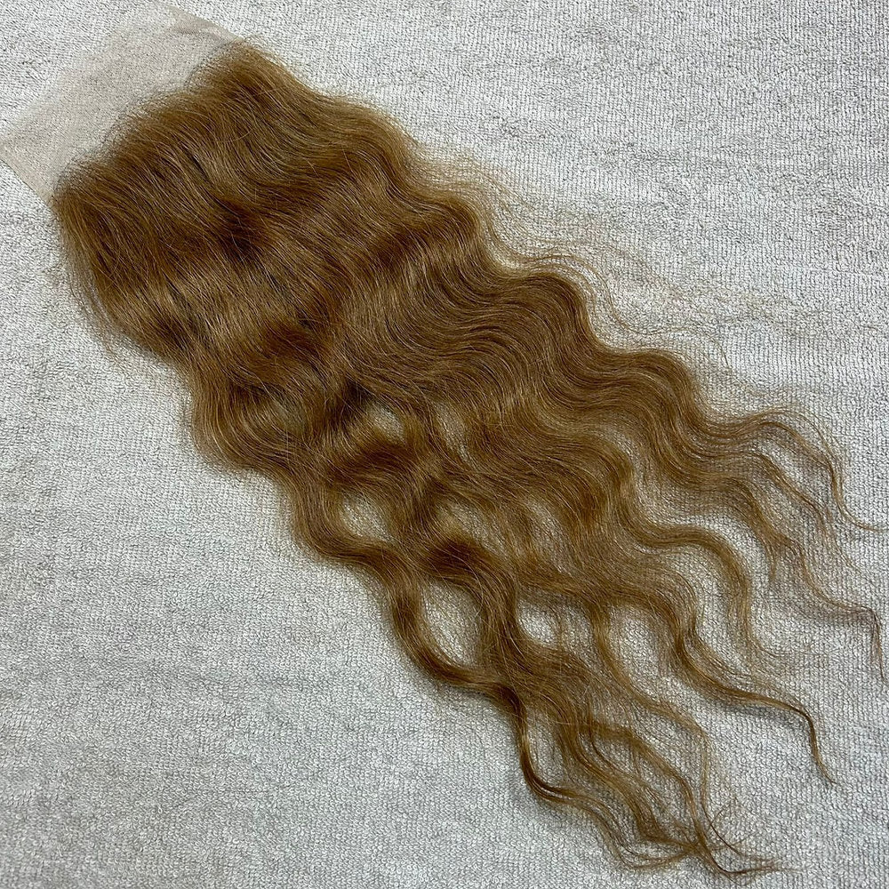 Transparent Lace Honey Blonde Wavy Closure 5x5