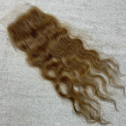 Transparent Lace Honey Blonde Wavy Closure 5x5