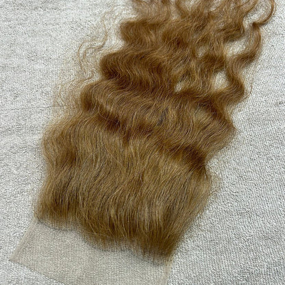 Transparent Lace Honey Blonde Wavy Closure 5x5