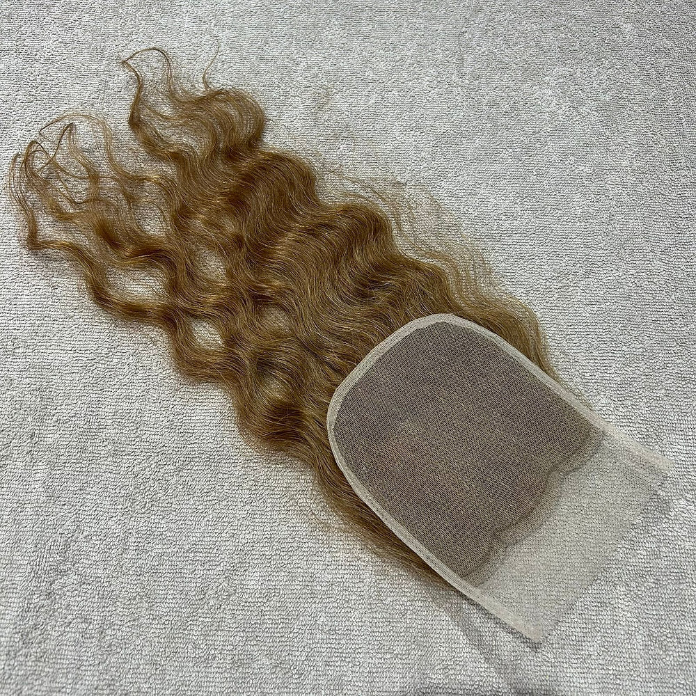 Transparent Lace Honey Blonde Wavy Closure 5x5