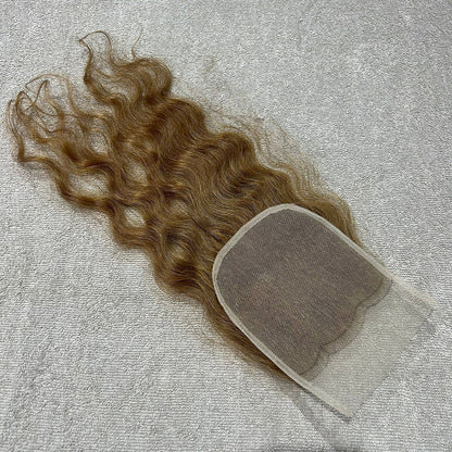 Transparent Lace Honey Blonde Wavy Closure 5x5
