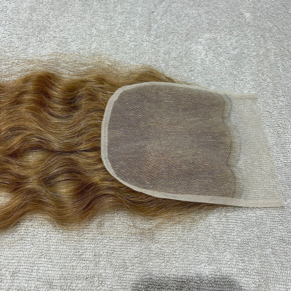 Transparent Lace Honey Blonde Wavy Closure 5x5
